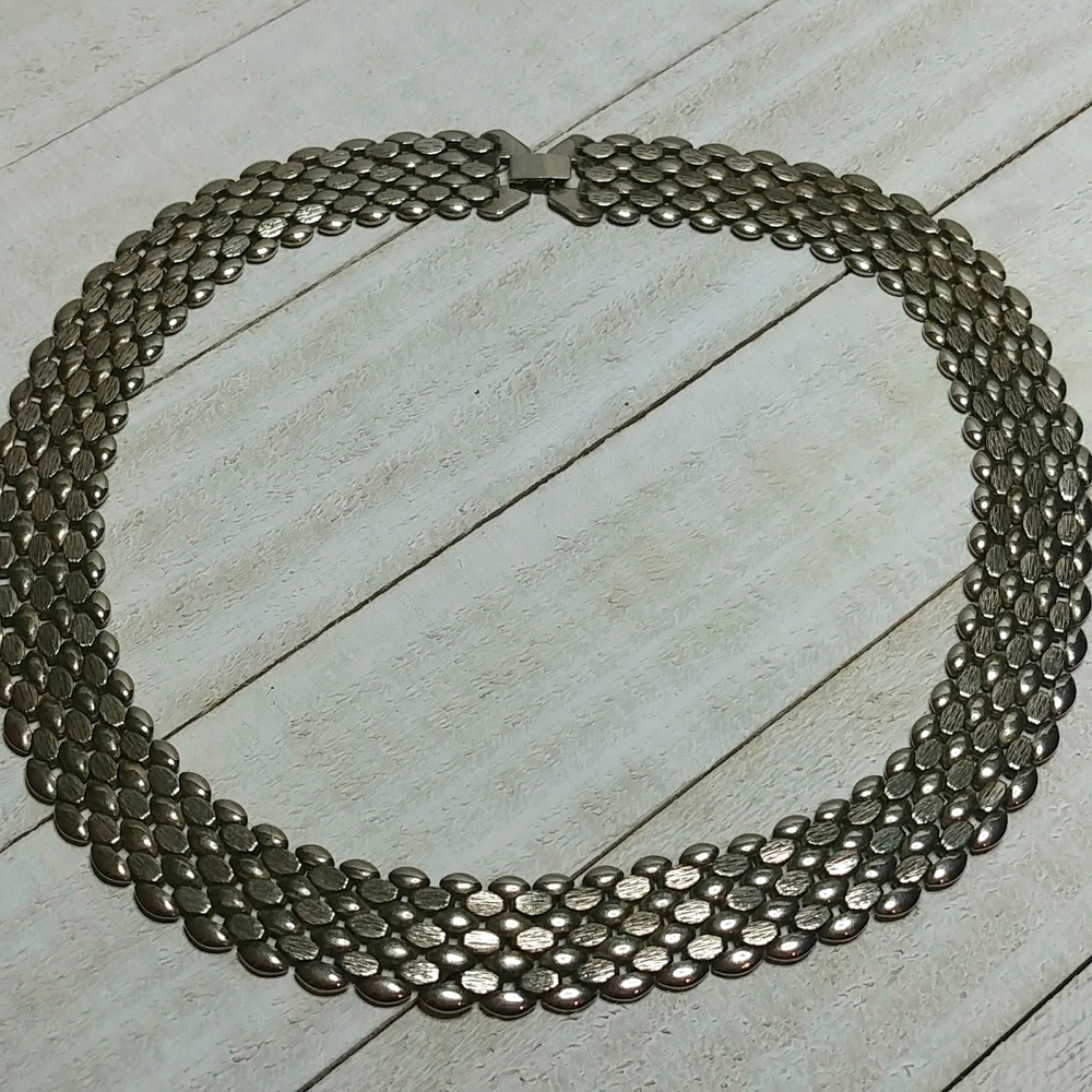Chain Link Silver Metal Statement Necklace